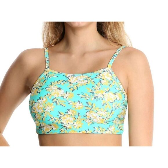 Z-462 Wallflower floral tankini top cam BLUE size L nwt - Picture 1 of 2